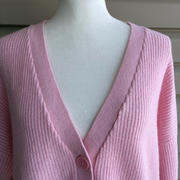 •LOFT• Pale Pink Chunky Knit Button Cardigan – Size Large - Picture 3 of 7